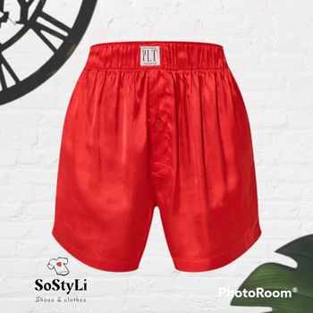 Bas de pyjama, boxer rouge satiné PrettyLittleThing Taille S