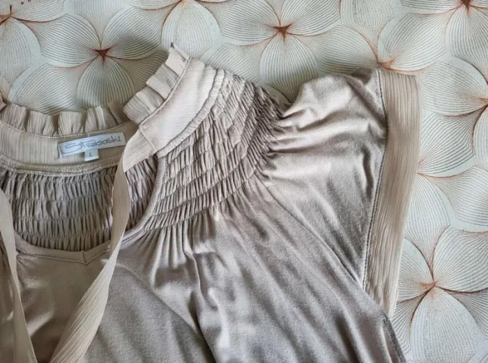 Haut  Femme Vintage  y2k Crème fluide  taille L Straboski - photo numéro 6