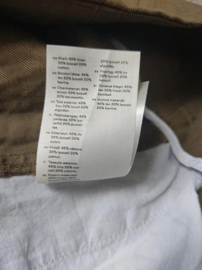 Pantalon large taille haute et ceinture à nouer kaki lin taille 38 Arket - photo numéro 10