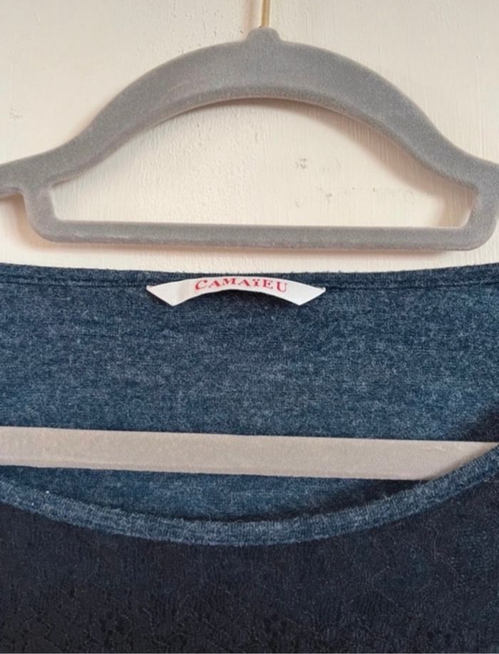 Haut manche 3/4 bleu foncé - photo numéro 3