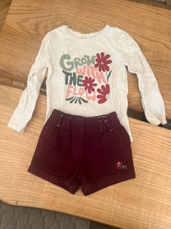 Ensemble 5 6 ans sergent major tape à l’œil short t-shirt fleurs