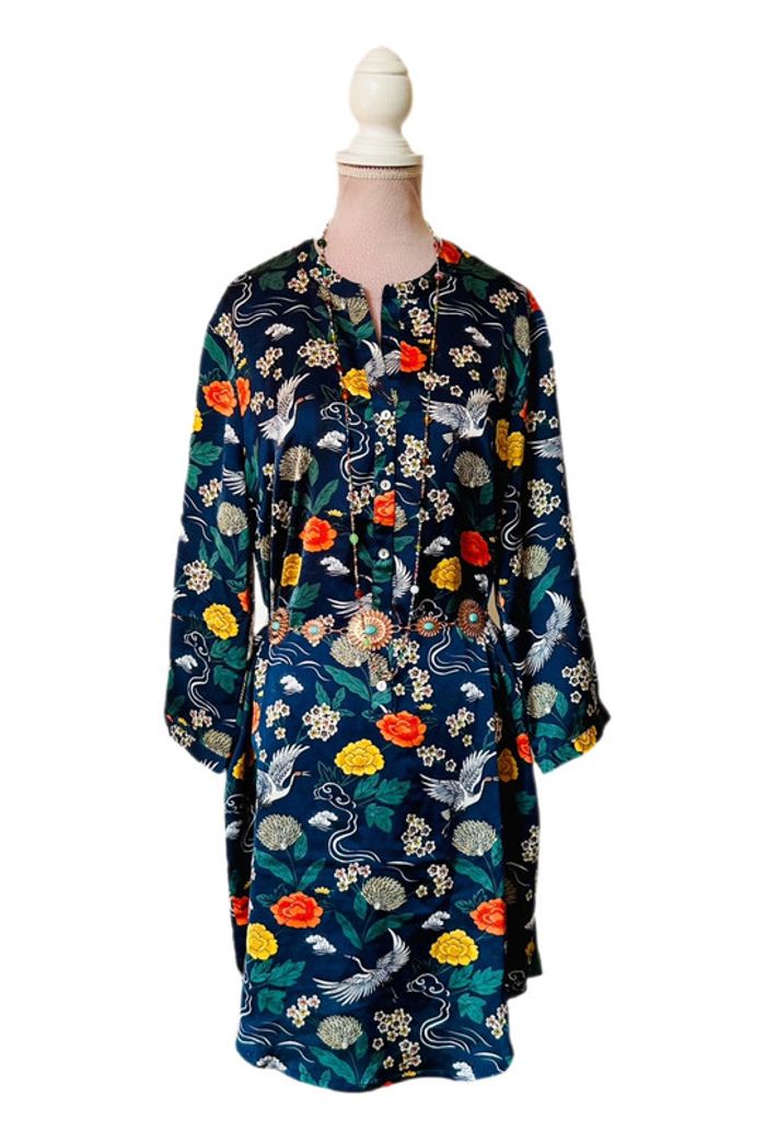🎋🪷Tunique longue en satin esprit japonais Japanese garden-style satin tunic🪷🎋 - photo numéro 3