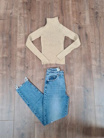 Jeans et pull beige 32
