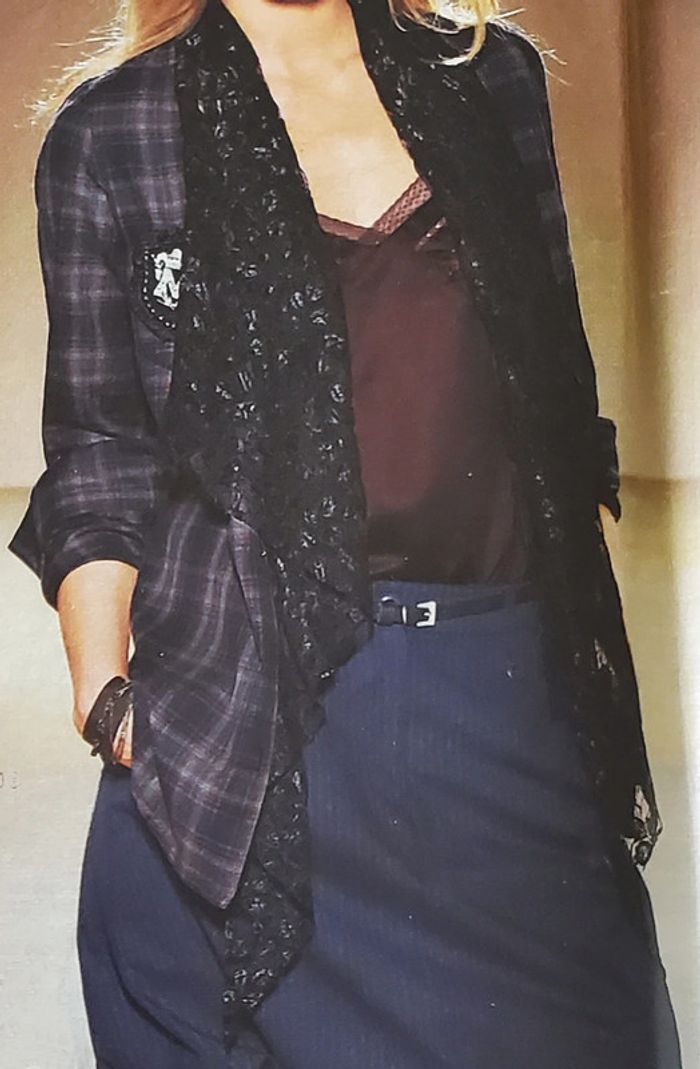 Chemise col dentelle carreaux marine 1060 Clothes T38 - photo numéro 2