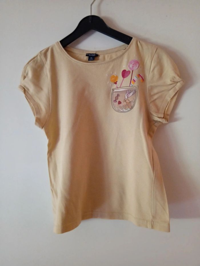 Tee-shirt manches courtes jaune . Kiabi