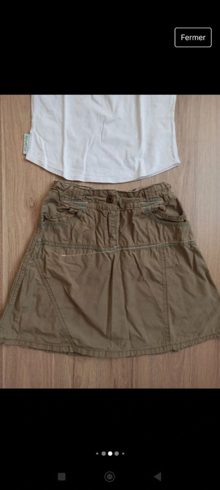 T-shirt blanc ooxoo 6 ans et jupe kaki Mexx 100 % coton - photo numéro 4