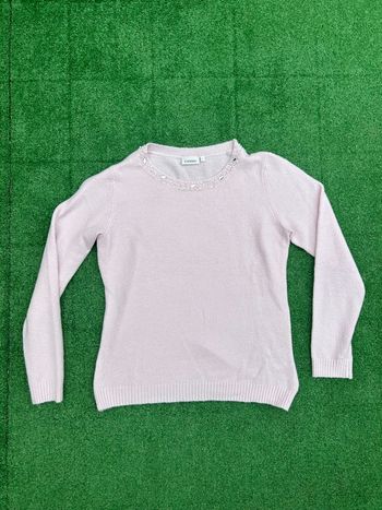 Pull rose pâle C&A col perlé taille S