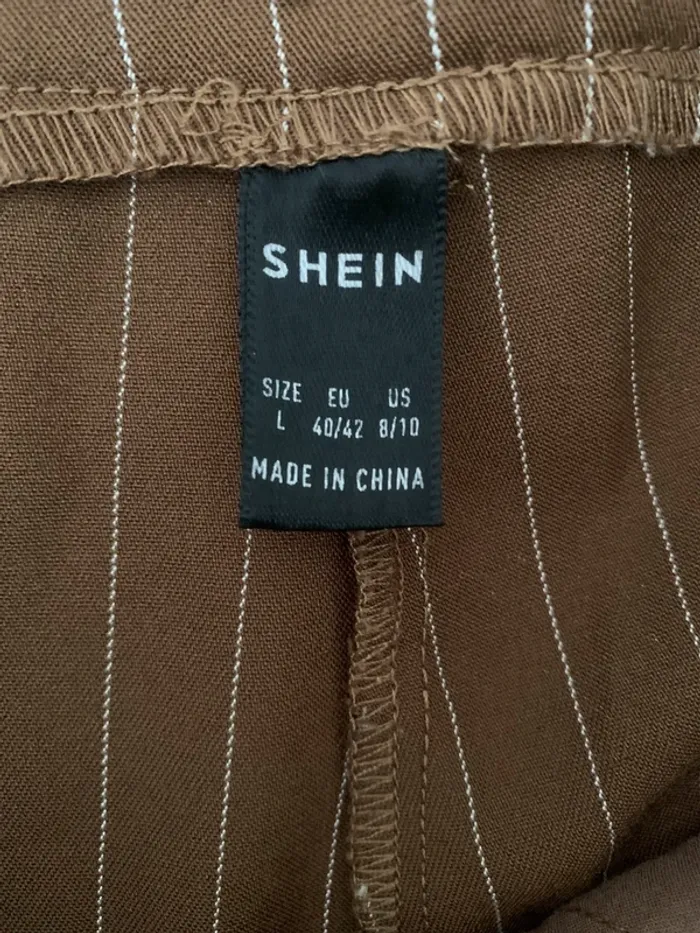Pantalon SHEIN taille L jambe large rayé marron - photo numéro 8