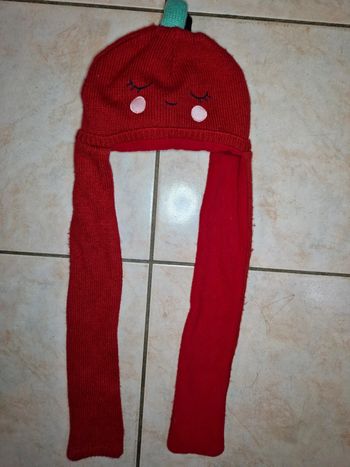 Bonnet avec echarpe incluse dpam 18/24 mois rouge bordeaux