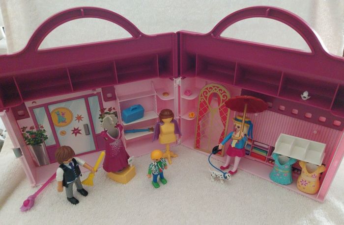 lot Playmobil coffret mallette magasin de vêtements mode accessoire personnage enfant