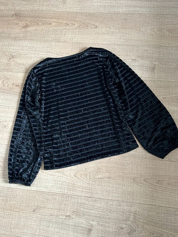 Haut noir en velours à manches longues 123 taille S jamais porté - photo numéro 12