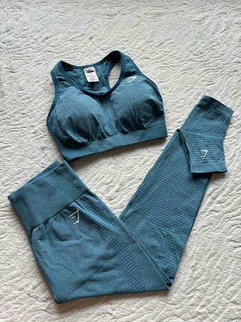 Ensemble Gymshark Vital Seamless – Brassière Legging taille haute Bleu Turquoise M/38– Comme Neuf