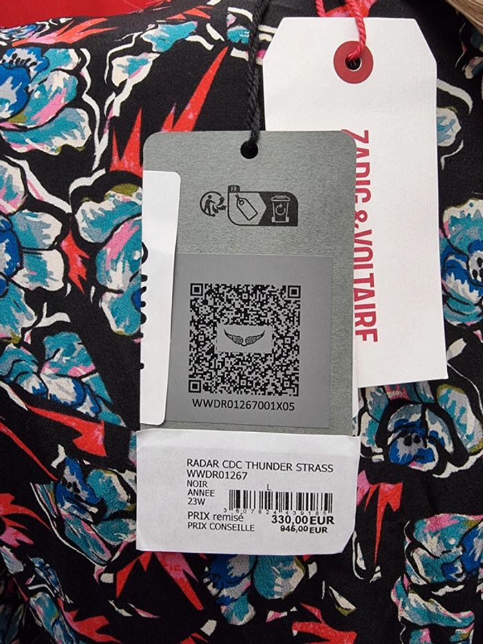 Zadig & Voltaire Robe Radar Thunder Strass Soie Noir * Taille L * - photo numéro 8