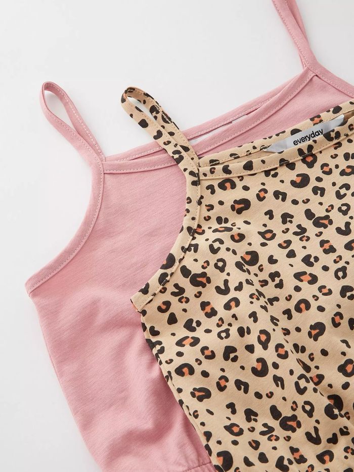 Lot de 2 combi-shorts rose et léopard pour fille 100% coton Everyday - taille 15 ans - photo numéro 4