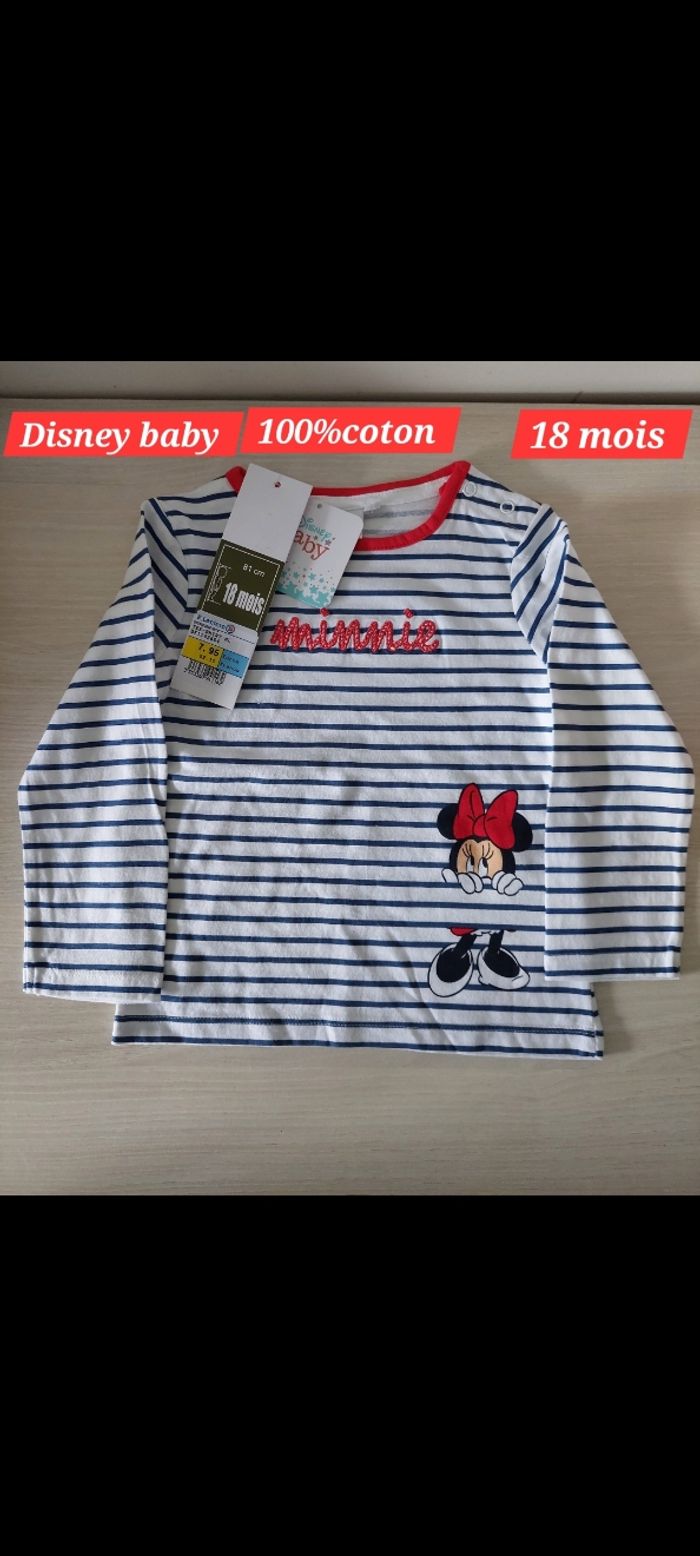 T-shirt rayé Minnie fille 18mois