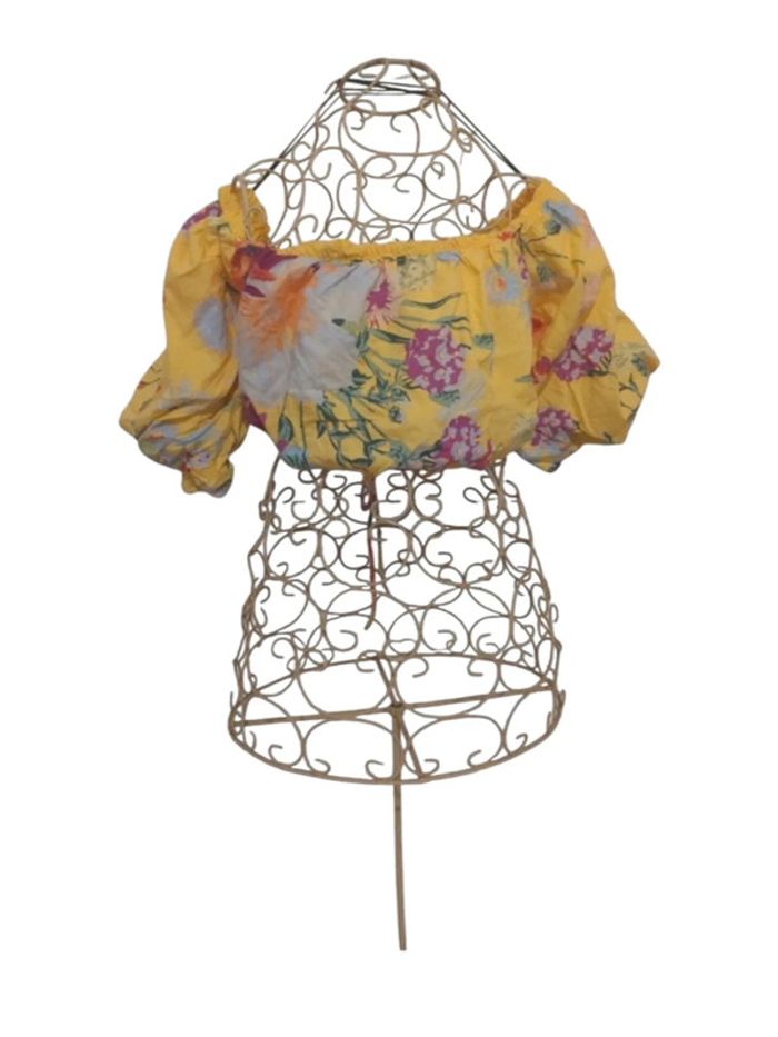Top court jaune fleurie H&M taille S