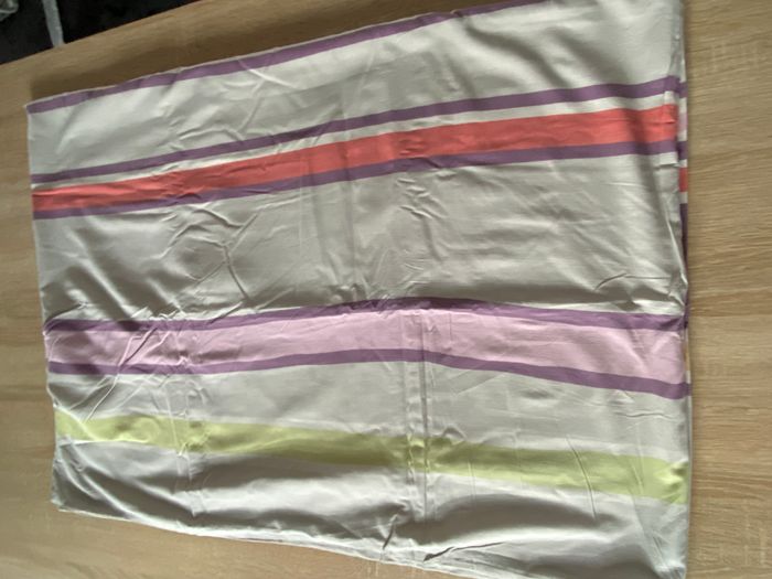 Parure de lit complète 1 personne 90x190 cm rose violet vert, housse de couette, taie d’oreiller - photo numéro 4