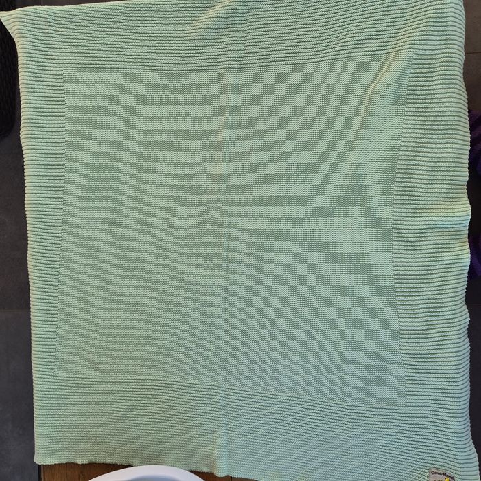 Couverture verte tricotée - photo numéro 5