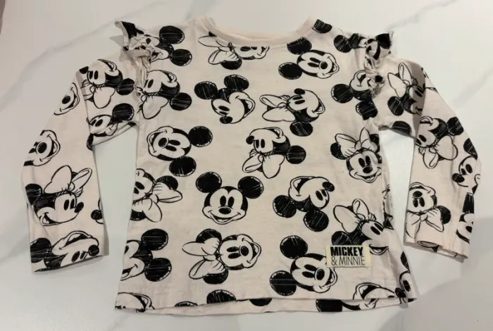 T-shirt manches longues rose/noir Minnie Disney Mickey and Friends 98-104 cm - photo numéro 2