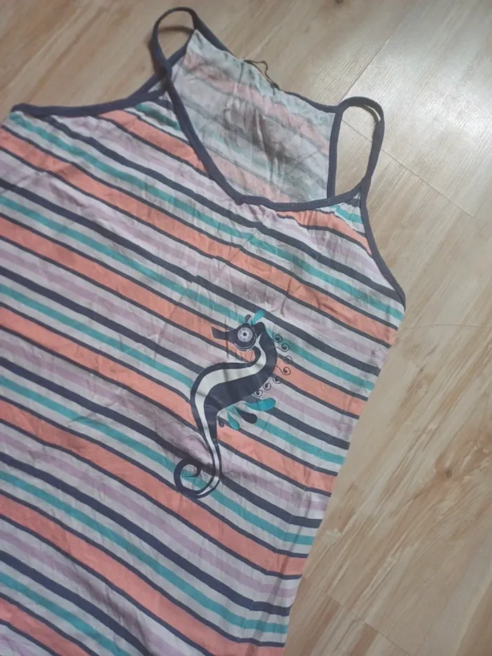 Chemise de nuit bretelle rayée taille 38/40 - photo numéro 2