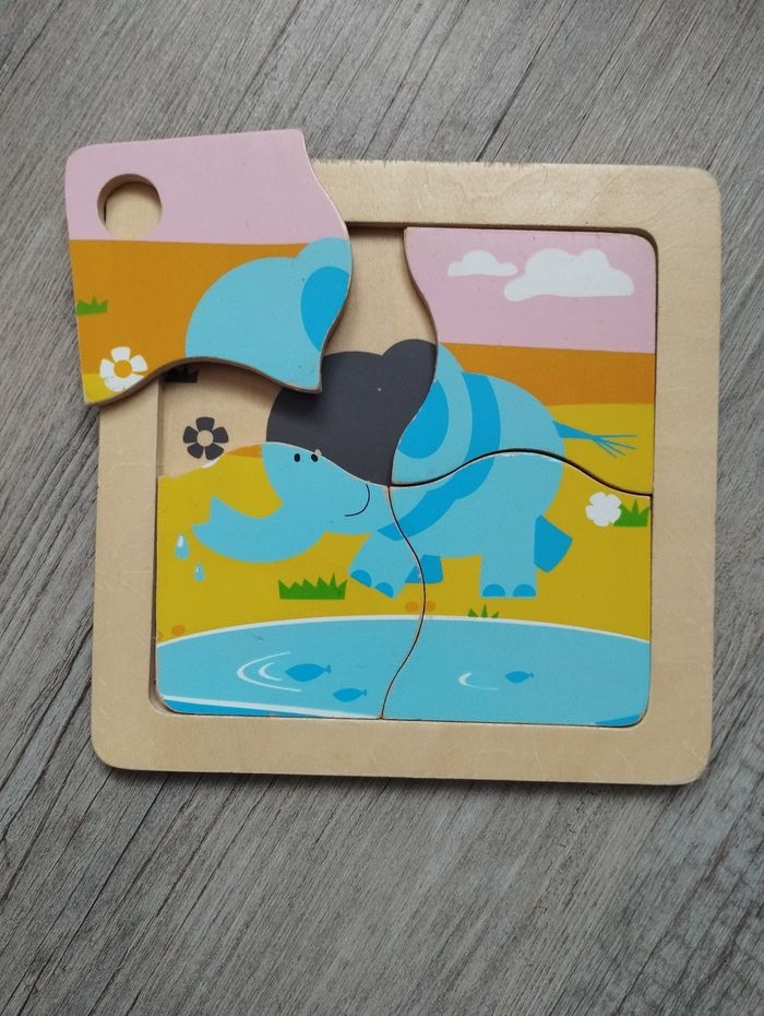 Puzzle bois 4 pièces éléphant
