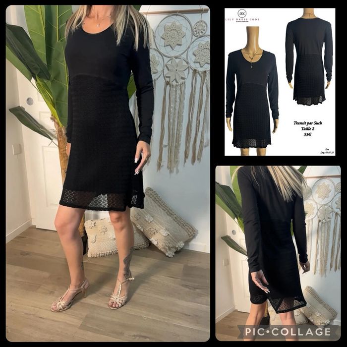 🖤 Robe noire manches longues Transit par Such – Taille 2 NEW 🖤