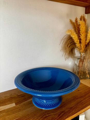 Coupe à fruits ou saladier Geneviève Lethu Grain de riz bleu