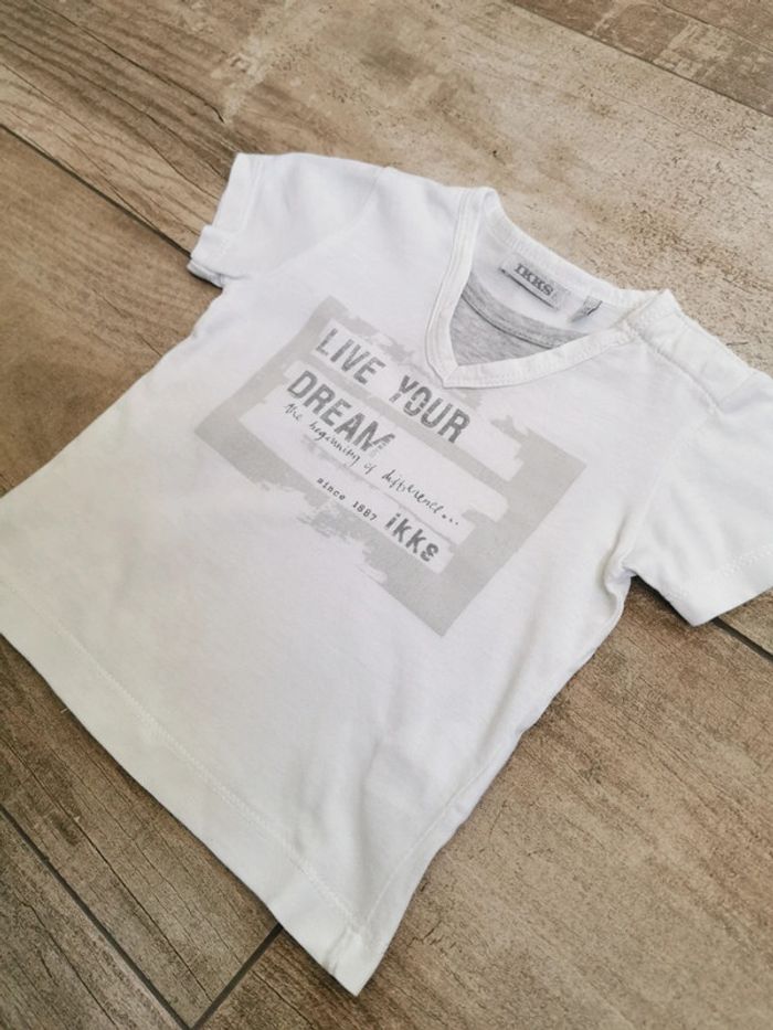 🌺Ikks teeshirt blanc et gris 3mois - photo numéro 5