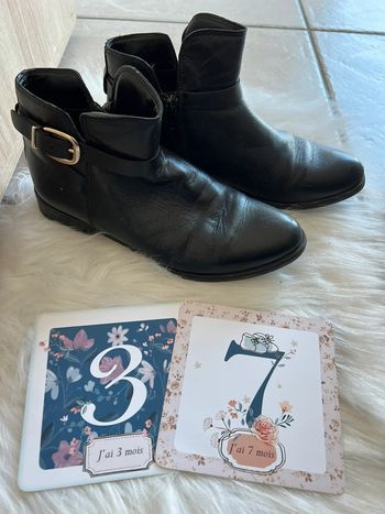 Jolies bottines en cuir noires André T37 TBE