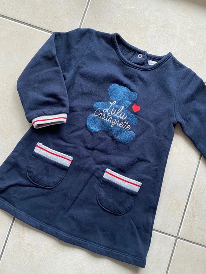 Robe Sweat bleu marine Lulu Castagnette 18 mois - photo numéro 4