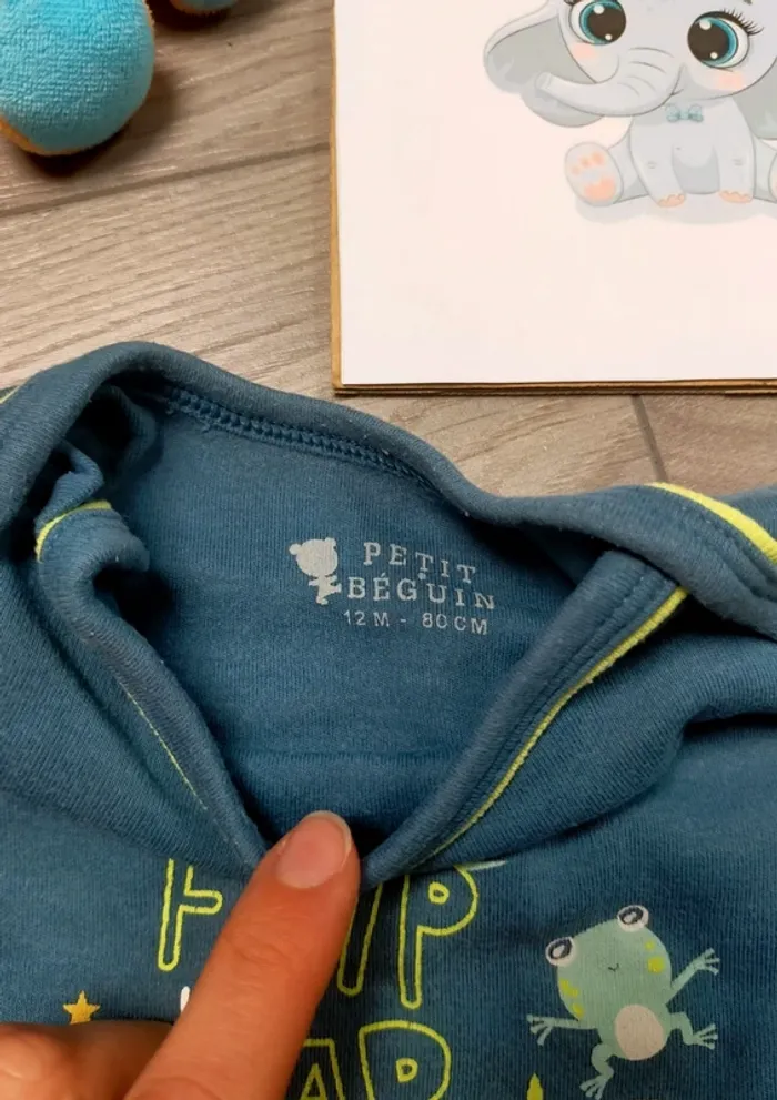 2 bodies manches longues grenouille 🐸 garçon 12 mois Petit Béguin - photo numéro 6