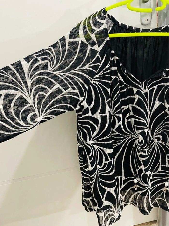 Blouse femme taille 52 noir & blanc - photo numéro 3