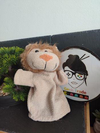 doudou marionnette lion beige marron orange noir goki gollnest & kiesel ancien