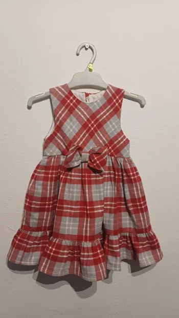 Robe à carreaux rouge et grise - Fille 12 mois