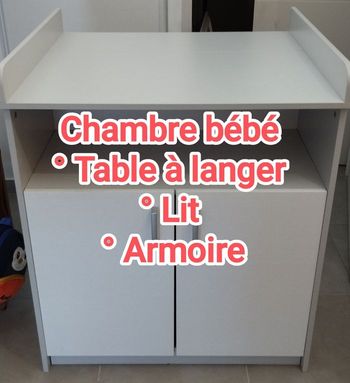 Ensemble Chambre Bébé Lit Barreaux Table À Langer Armoire Penderie Matelas Babysom Schardt
