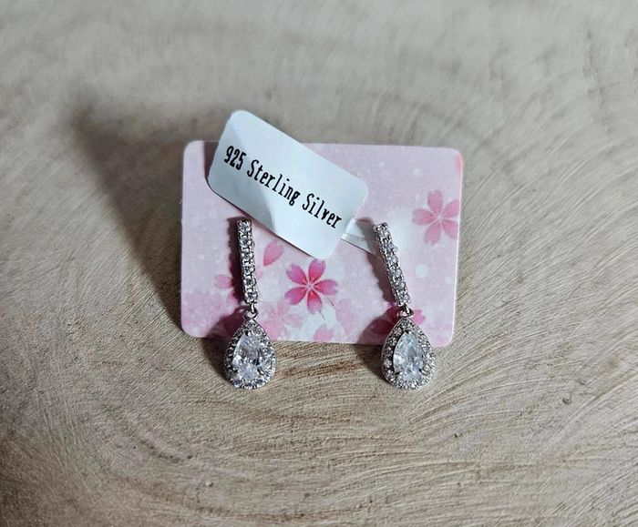 Boucles Puces Pendantes Argent Sterling 💧