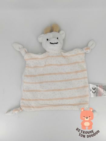 Doudou plat Girafe Blanche Grain de blé