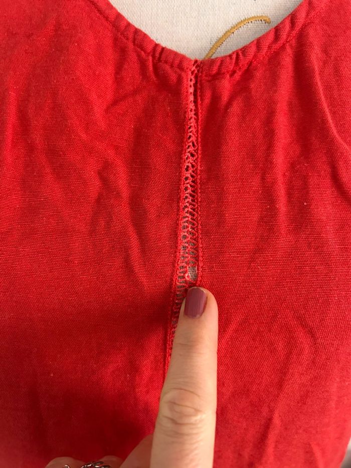 Robe d’été rouge en lin femme M - photo numéro 4