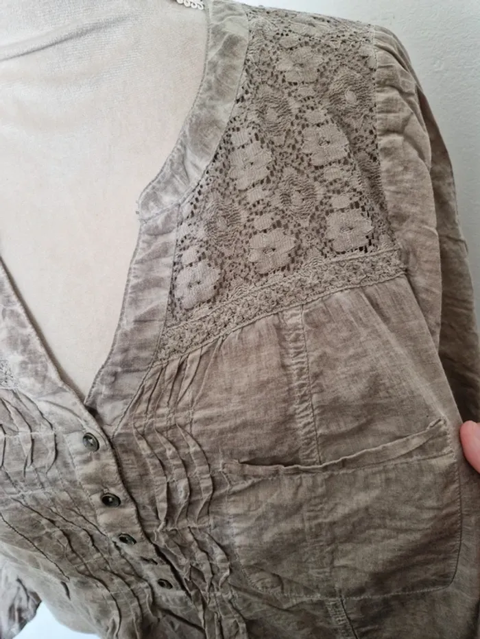 Tunique ms mode taille 48 beige dentelle - photo numéro 2