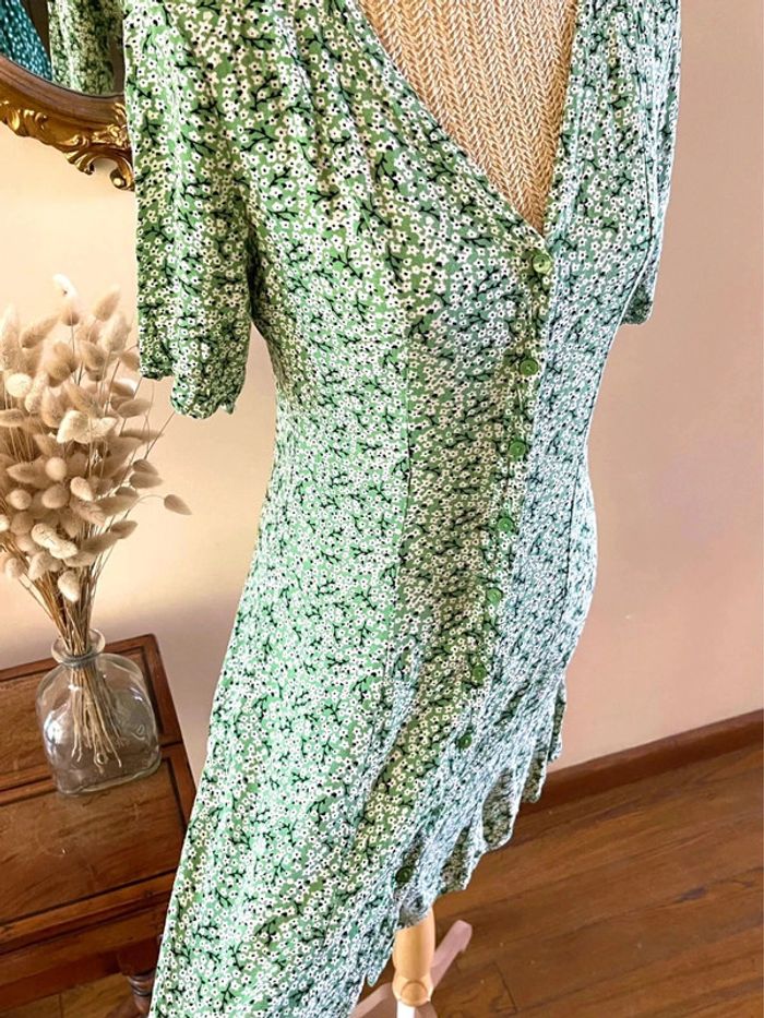 Robe Fleurie Verte - Monki - Taille XS - photo numéro 9