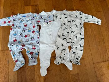 Lot 3 pyjamas 1-3 mois jusqu’à 56 cm fille