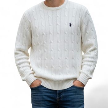 Pull torsadé crème Homme 