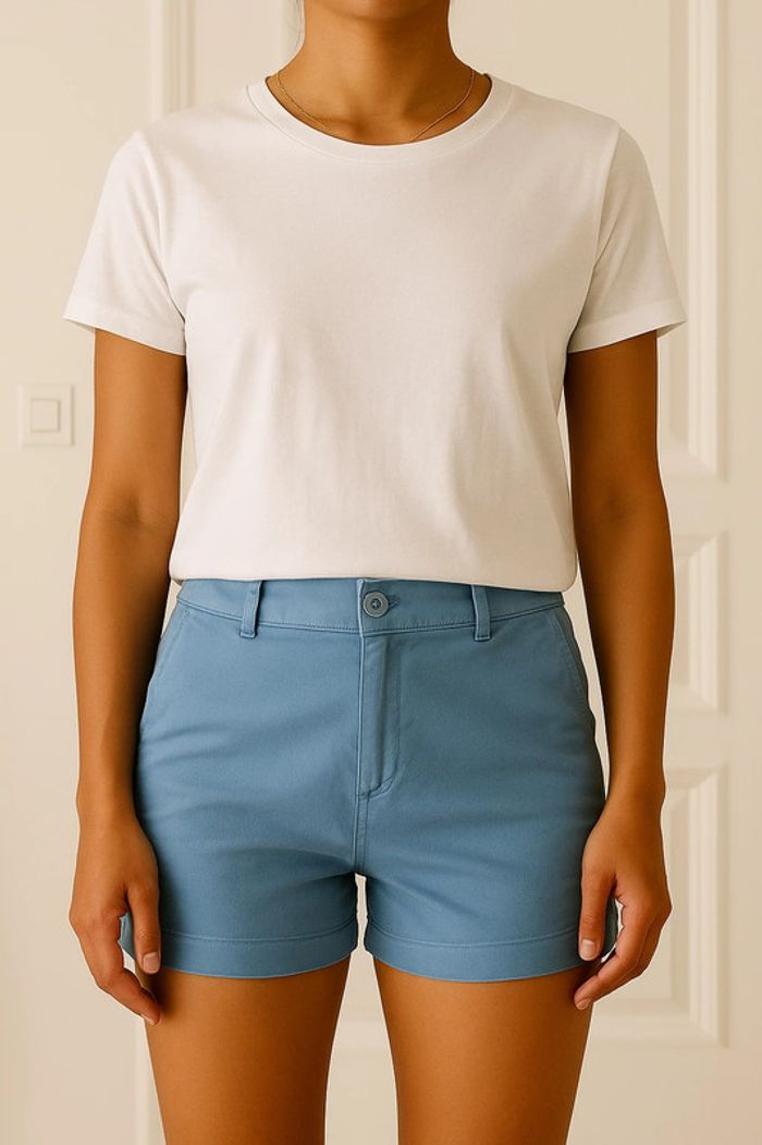 Short bleu en coton