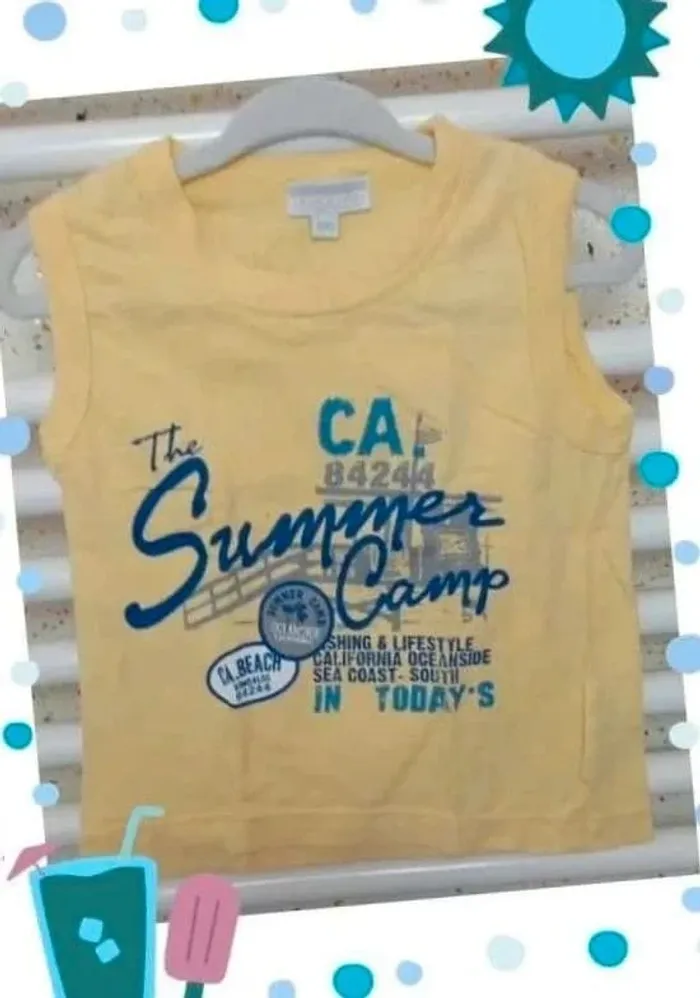 Débardeur jaune motif bleu Kimbaloo Taille 18 mois - photo numéro 2