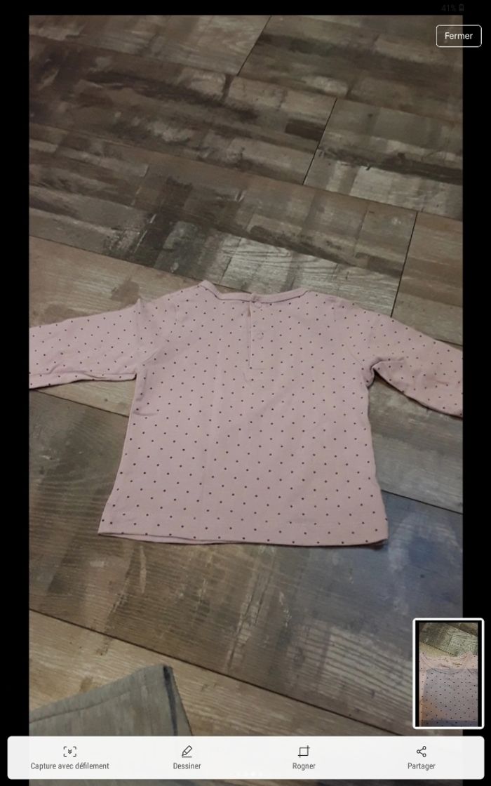 Tee-shirt manche longue rose à pois violet - photo numéro 5