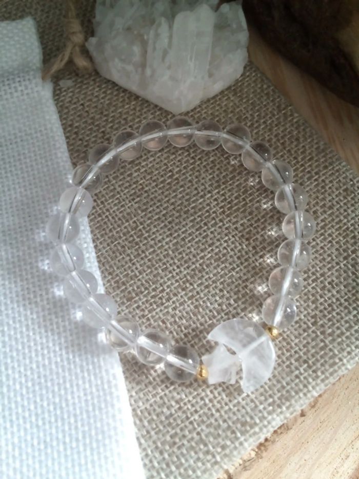 Bracelet cristal de quartz lune etoile