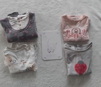 Lot de 4 hauts manches longues bébé fille 6 mois