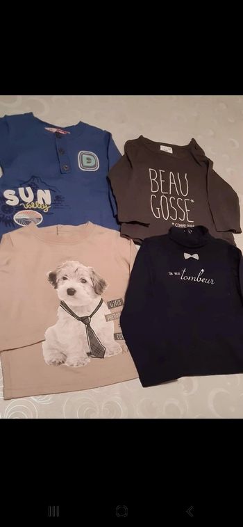 Lot de 3 tee shirts manches longues et 1 pull fin 6 mois
