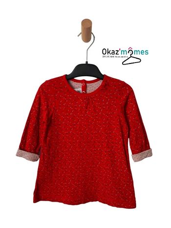 Robe à manches longues rouge, motif liberty - Petit Bateau 18 mois