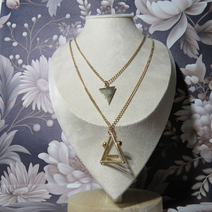 🌟 Superbe Collier Double Rang – Motifs Triangulaires Dorés 🌟 - photo numéro 4